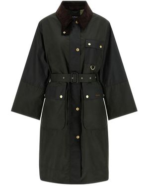 Barbour Milda Waxed Trench Coat - Black