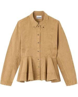 Ganni Camicia Con Peplum - Neutro