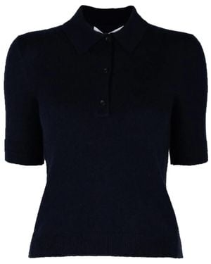 Maria McManus Short-Sleeve Button-Up Polo Shirt - Blue