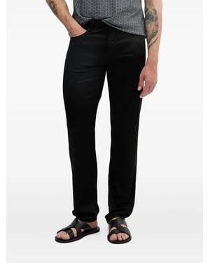 ARMANI EXCHANGE Logo-Patch Straight-Leg Trousers - Black
