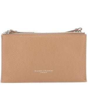 Gianni Chiarini Lucille Zipped Grained Leather Shoulder Bag - Natural