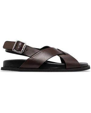 Guglielmo Rotta Twill Ranch Buckle-Fastening Crossover-Strap Sandals - White