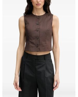 Benetton Button-Up Cropped Vest - Black