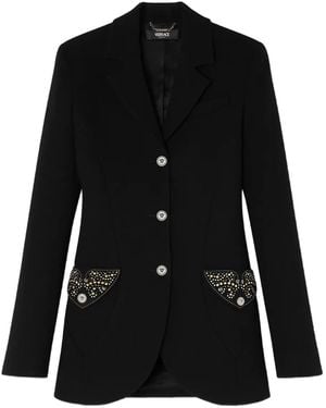 Versace Embellished Pocket Wool Jacket - Black