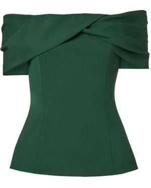 Carolina Herrera Draped Off-Shoulder Blouse - Green