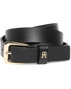 Tommy Hilfiger Libre Logo-Plaque Buckled Belt - Black
