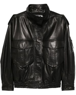 Frankie Shop Napa Multi-Pocket Leather Jacket - Black