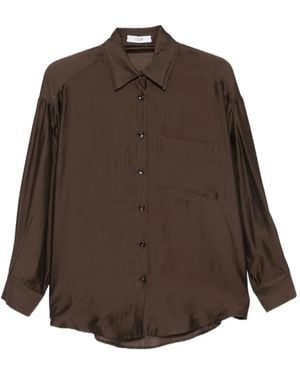 ELEH Chest-Pocket Long-Sleeve Shirt - Brown