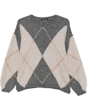 Luisa Cerano Argyle-Patterned Whipstitch-Trim Jumper - Grey
