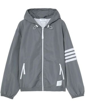 Thom Browne 4-Bar Stripe Hooded Jacket - Grey