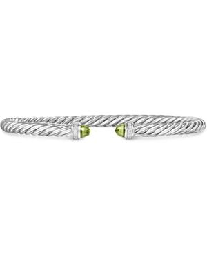 David Yurman Sterling Cablespira Peridot And Diamonds Bracelet (4Mm) - White