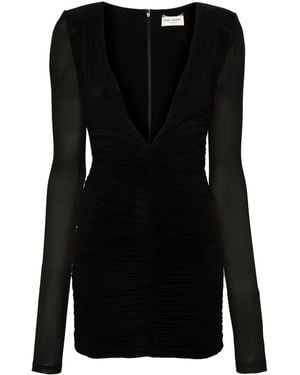 Saint Laurent Stylish Draped Dress For - Black