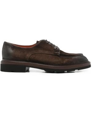 Santoni Burnished Suede Lace-Up Shoes - Brown