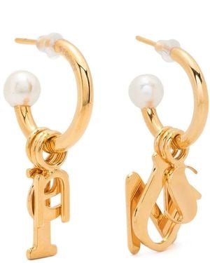 Sunnei Logo-Lettering Earrings - Metallic