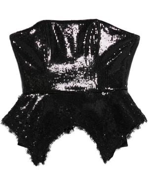 Nissa Sequin Peplum Top - Black
