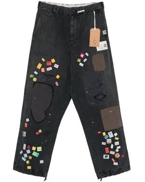 Maison Mihara Yasuhiro Patchwork Ticket-Print Jeans - White