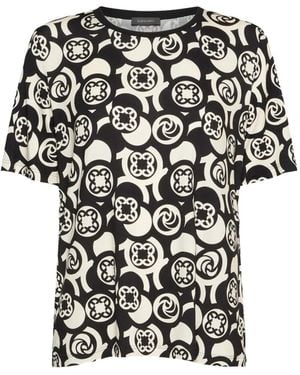 Elena Miro Geometric-Pattern Crew-Neck T-Shirt - Black