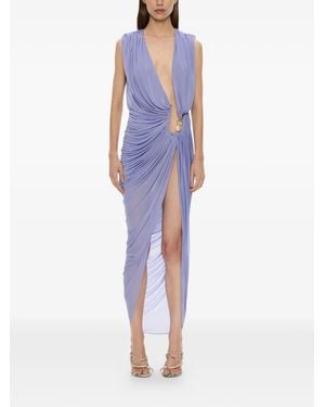 Christopher Esber Crystal Plunge Midi Dress - Blue