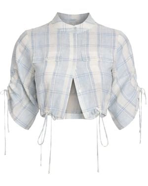 Hevron Eva Plaid Blouse - White