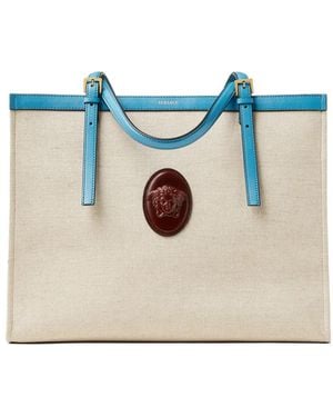 Versace Rivière Large Canvas Tote - Blue