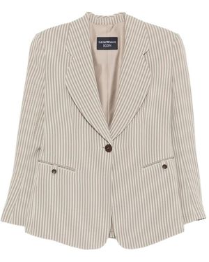 Emporio Armani Striped-Pattern Button Blazer - White