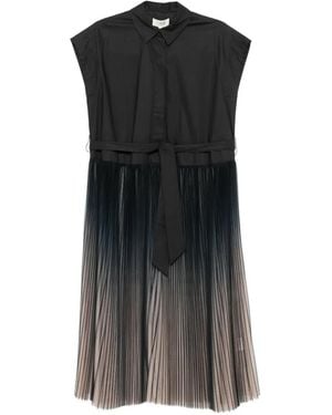 Psophia Pleated Ombré-Effect Sleeveless Midi Dress - Black