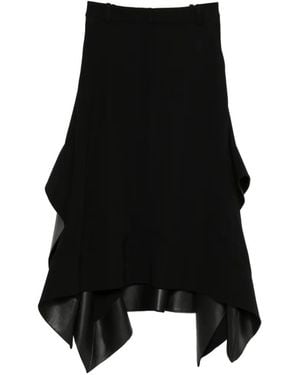 Loewe Midi-Rok Met Riemlussen En Leren Details - Zwart