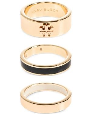 Tory Burch Icon Enaml Rings (Set Of Three) - White