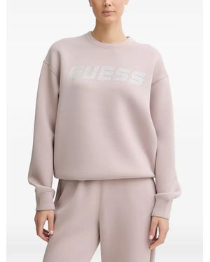 Guess Sudadera Con Logo Estampado - Rosa