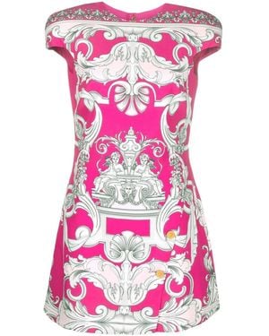 Versace Baroque Mini Shift Dress - Pink