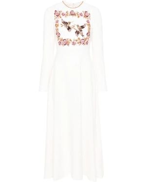 Dina Melwani Crystal-Embellished Maxi Dress - White