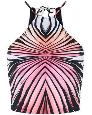 Roberto Cavalli Ray Of Paradise Haltertop Met Zebraprint - Roze