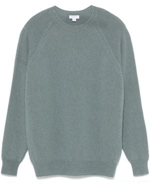 Sunspel Lambs-Wool Jumper - Blue