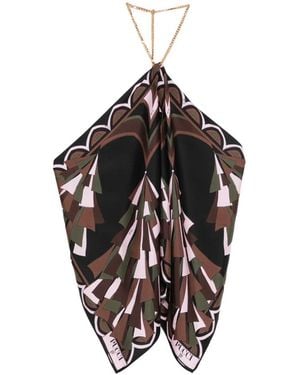 PUCCI Baiadera-Print Chain-Link Halter Top - Black