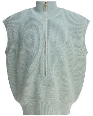 Kapital High-Neck Zip-Front Sweater - Blue