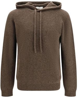 Roberto Collina Drawstring-Hood Knitted Hoodie - Brown