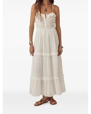 MAISON HOTEL Sienna Smocked Ruffled Maxi Dress - Natural