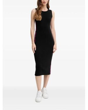 DKNY Ribbed Text-Detail Midi Dress - Black