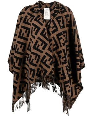 Fendi Poncho Aus Kaschmir - Schwarz