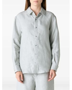 God's True Cashmere Button-Up Linen Shirt - Grey