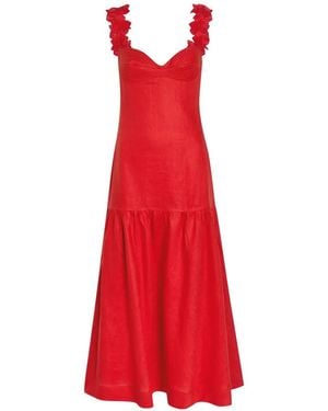 ANDRES OTALORA Maxi Ser Arte Floral-Appliqué Tiered Dress
