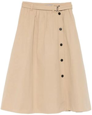 Prada Midi-Rok Met Knopen En Ceintuur - Naturel