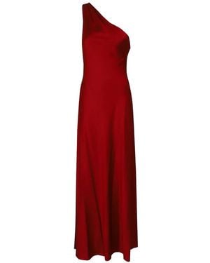 Ralph Lauren One-Shoulder Satin-Finish Maxi Dress - Red