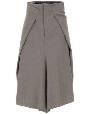 Victoria Beckham Asymmetric Folded-Panel Midi Skirt - Gray
