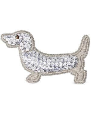 Thom Browne Hector Brosche Mit Kristallen - Mettallic