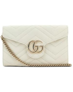 Gucci Gg Marmont Chevron-Leather Wallet - White
