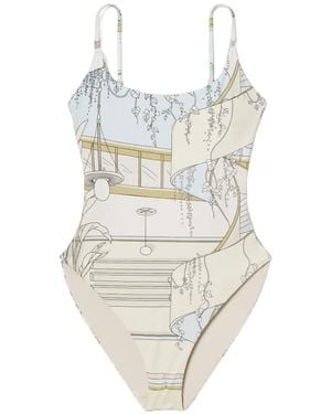 Tory Burch Printed Swimsuit - White