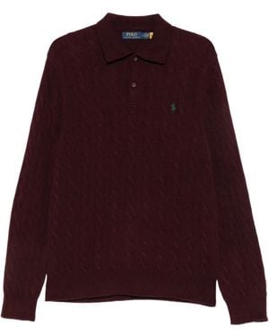 Polo Ralph Lauren Jersey Tipo Polo De Punto De Ochos - Rojo