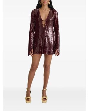 MOOS STUDIO Sequin-Embellished Ring-Detail Mini Dress - Red