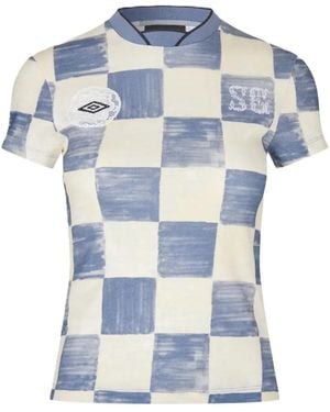 Stine Goya Camiseta De Algodón Orgánico Con Parche Del Logo - Azul